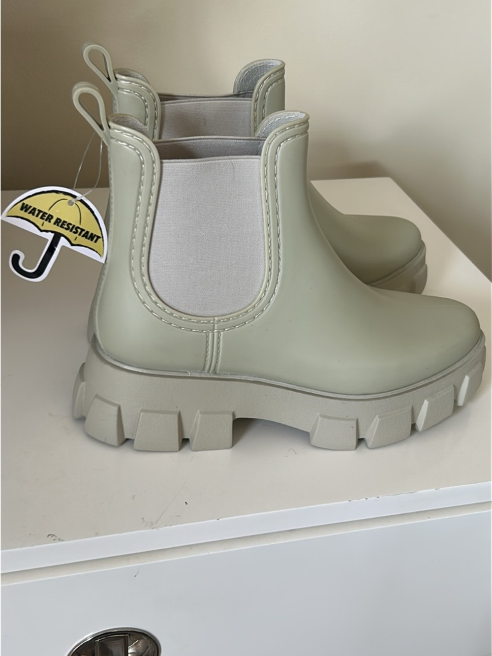 Jeffrey Campbell Chunky Chelsea Rain Boots in Light Sage